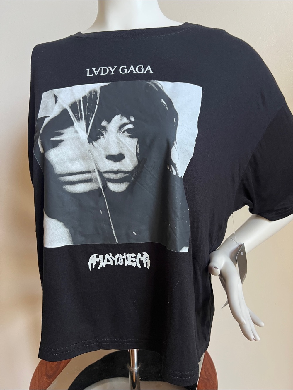 lady Gaga Black Graphic Short Sleeve Tee with Mayhem whimsygoth vibes